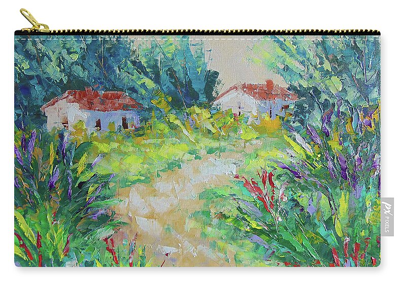 Frederic Payet Zip Pouch featuring the painting Promenade en Provence by Frederic Payet