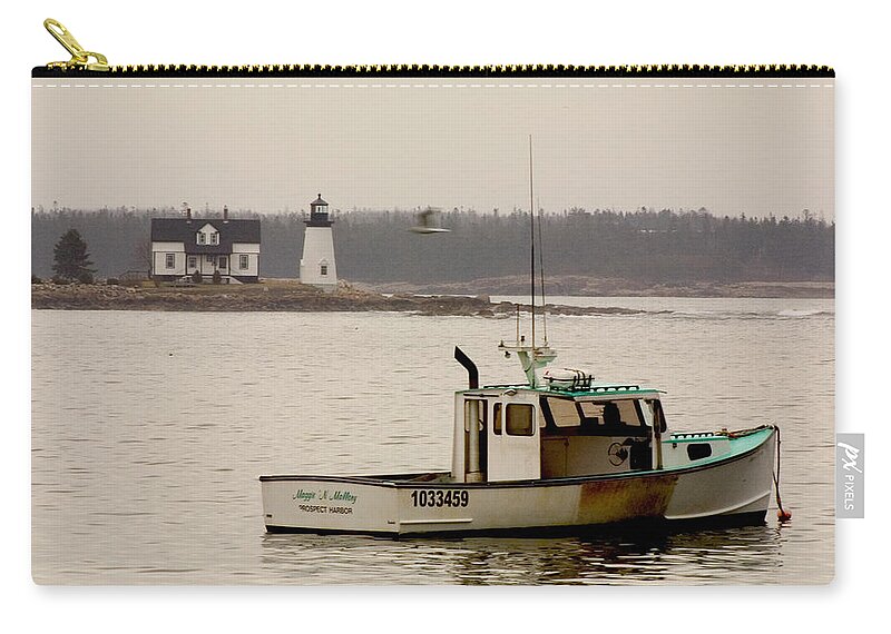 Fishing Zip Pouch featuring the photograph Prospect Harbor Lighthouse by Brent L Ander