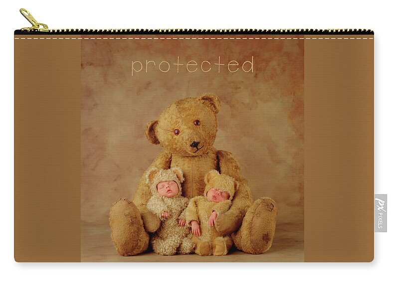 Teddy Zip Pouch featuring the photograph Protected by Anne Geddes