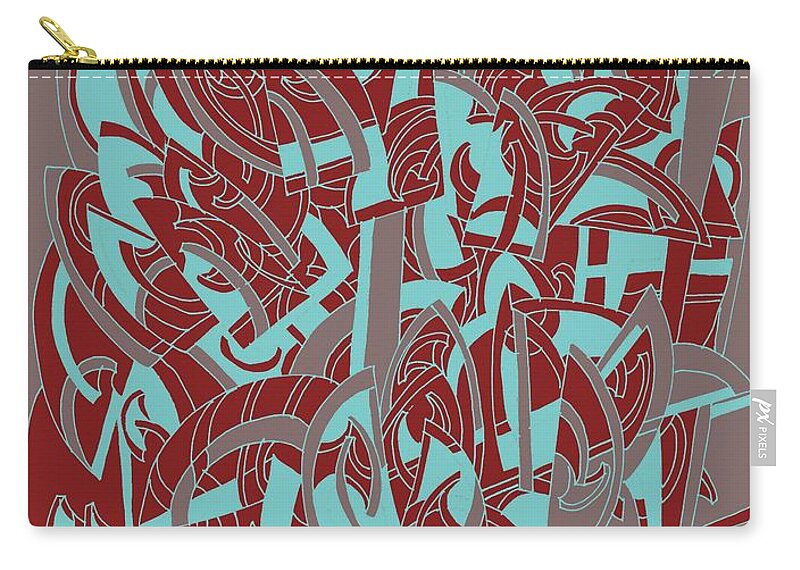Abstract Geometric Painting Zip Pouch featuring the painting Protractor Memories by Nancy Kane Chapman