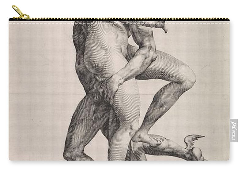 Psyche Zip Pouch featuring the drawing Psyche is carried up to Olympus by Mercury by Vintage Collectables