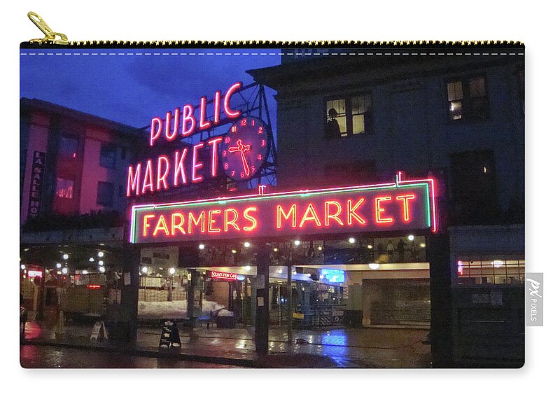 Seattle Zip Pouch featuring the photograph Public Market Seattle by Craig Perry-Ollila