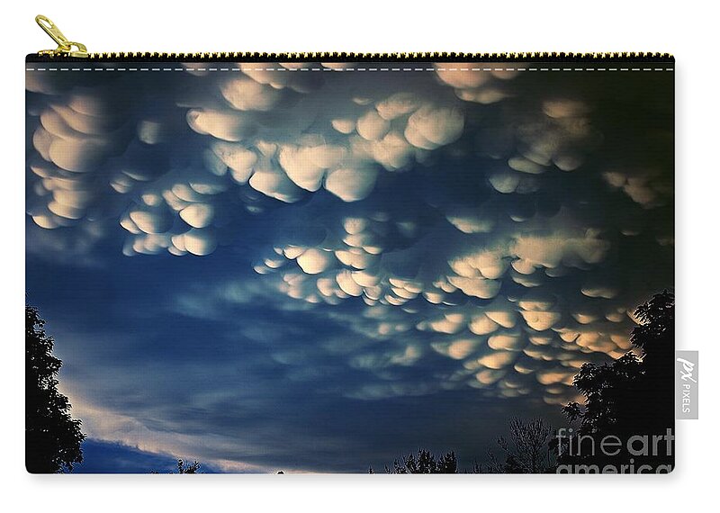 Frank-j-casella Zip Pouch featuring the photograph Puffy Storm Clouds by Frank J Casella