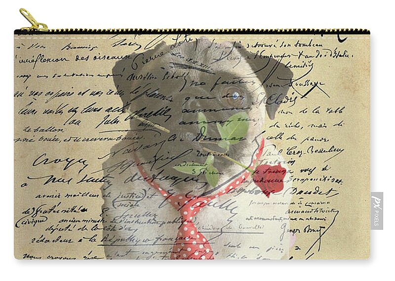 Pug Zip Pouch featuring the photograph Pug in Love by Jackson Pearson
