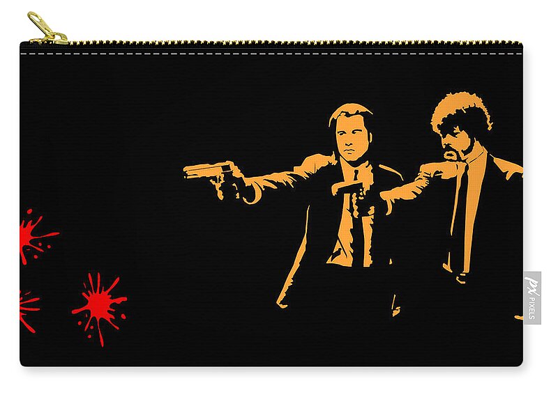 Pulp Fiction Zip Pouch featuring the digital art Pulp Fiction Splatter by Movie Poster Prints