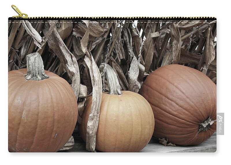 Pumpkin Zip Pouch featuring the photograph Pumpkins For Sale by Smilin Eyes Treasures