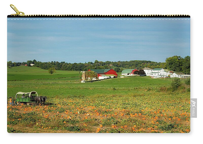 Ohio Zip Pouch featuring the photograph Pumpkins on an Ohio Amish Farm by Mountain Dreams