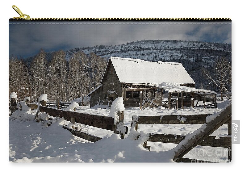 Bonners Ferry Zip Pouch featuring the photograph Purcell Mtn Barn by Idaho Scenic Images Linda Lantzy