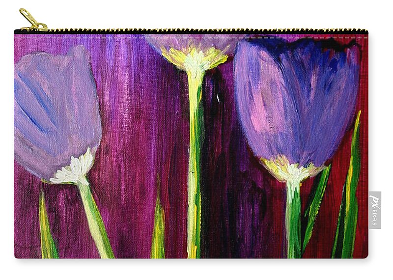 Flower Zip Pouch featuring the painting Purely Purple by Julie Lueders 