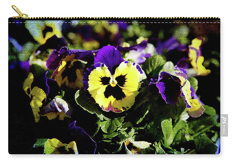 Flower Zip Pouch featuring the photograph Purple and Yellow by Milena Ilieva