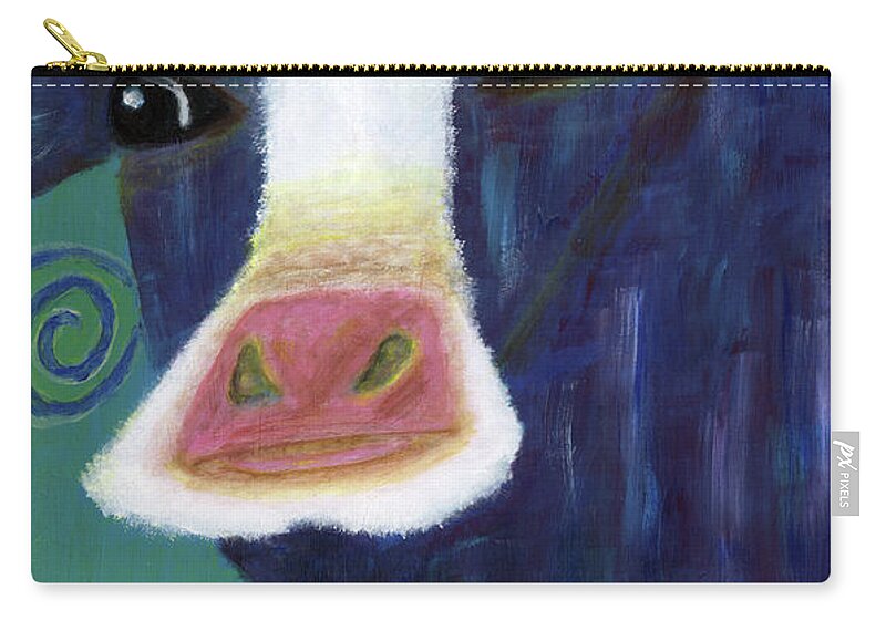Cow Zip Pouch featuring the painting Santa Cow by Carol Eliassen