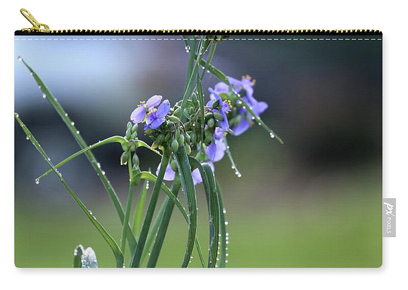 Purple Zip Pouch featuring the photograph Purple Flowers After Rain by Theresa Campbell
