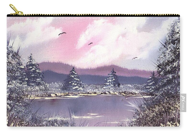 Winter Zip Pouch featuring the painting Purple Haze by Jim Saltis