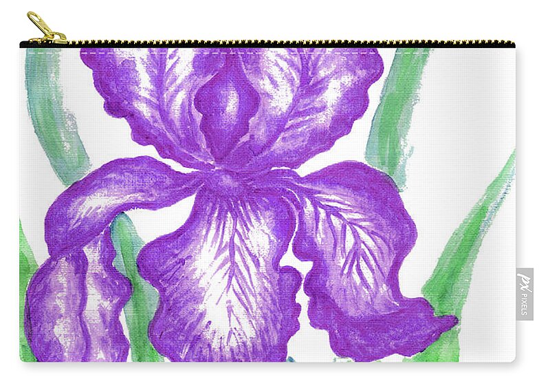 Visual Zip Pouch featuring the painting Purple iris by Irina Afonskaya