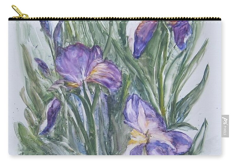 Painting Carry-all Pouch featuring the painting Purple Iris Watercolor by Paula Pagliughi