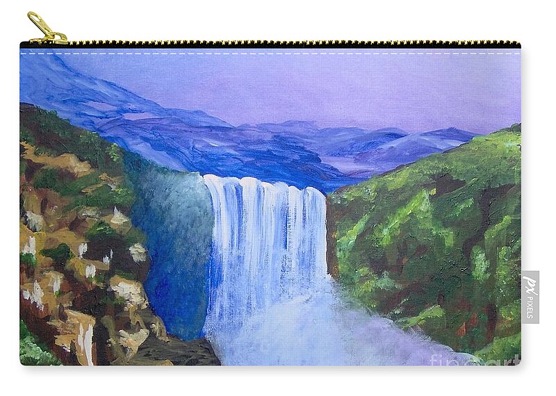 Landscape Carry-all Pouch featuring the painting Purple Mountains by Saundra Johnson