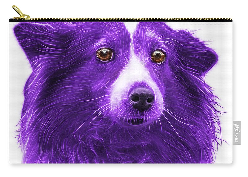 Sheltie Zip Pouch featuring the mixed media Purple Shetland Sheepdog Dog Art 9973 - WB by James Ahn