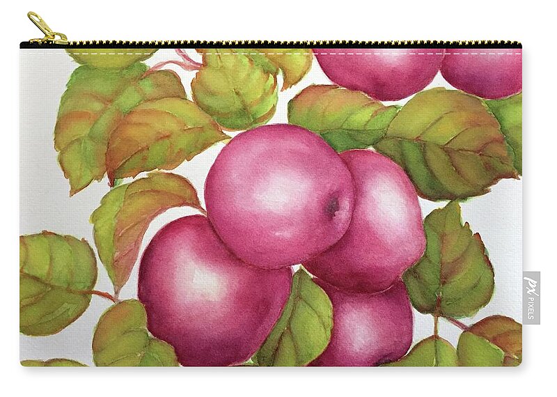 Apples Zip Pouch featuring the painting Purple variety by Inese Poga