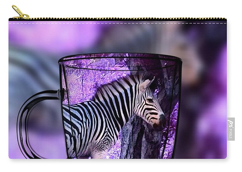 Zebra Zip Pouch featuring the digital art Purple Zebra by Vijay Sharon Govender