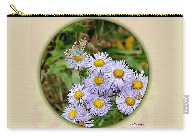 Butterfly Carry-all Pouch featuring the digital art Purplish Copper on Wild Asters by Kae Cheatham