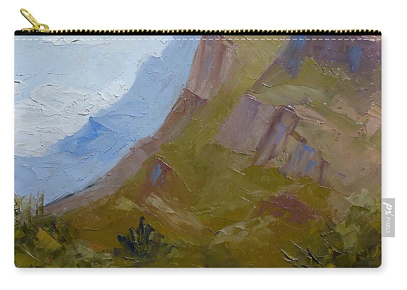 Landscape Zip Pouch featuring the painting Pusch Ridge I by Susan Woodward