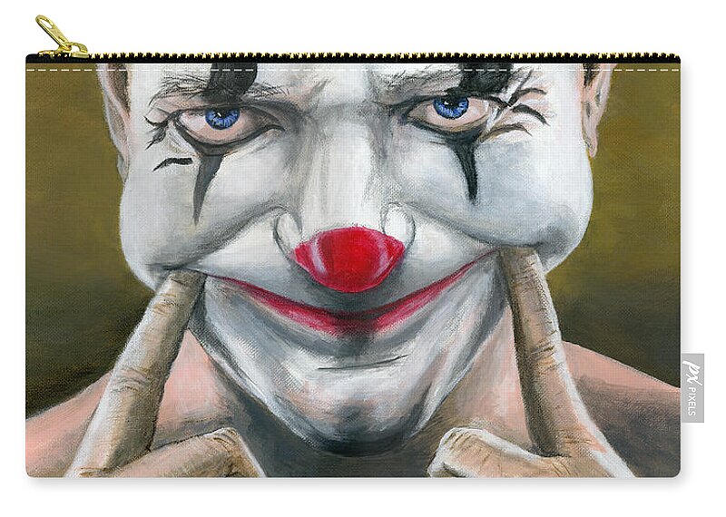 Clown Carry-all Pouch featuring the painting Put on a Happy Face by Matthew Mezo