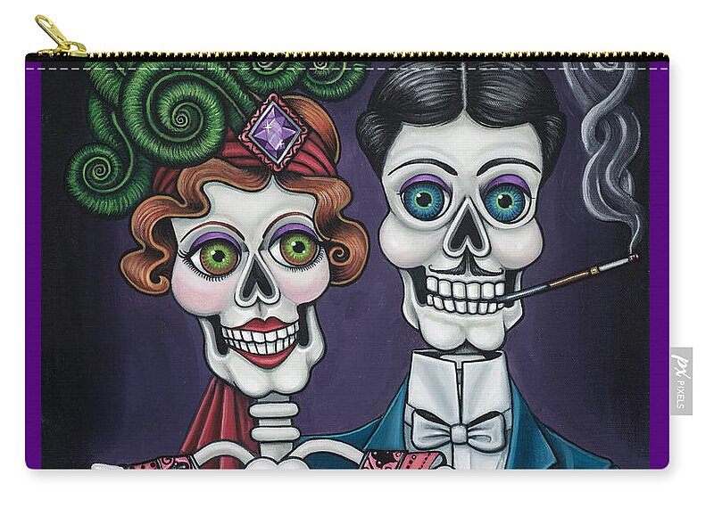 Dia De Los Muertos Carry-all Pouch featuring the painting Putting On The Ritz by Victoria De Almeida