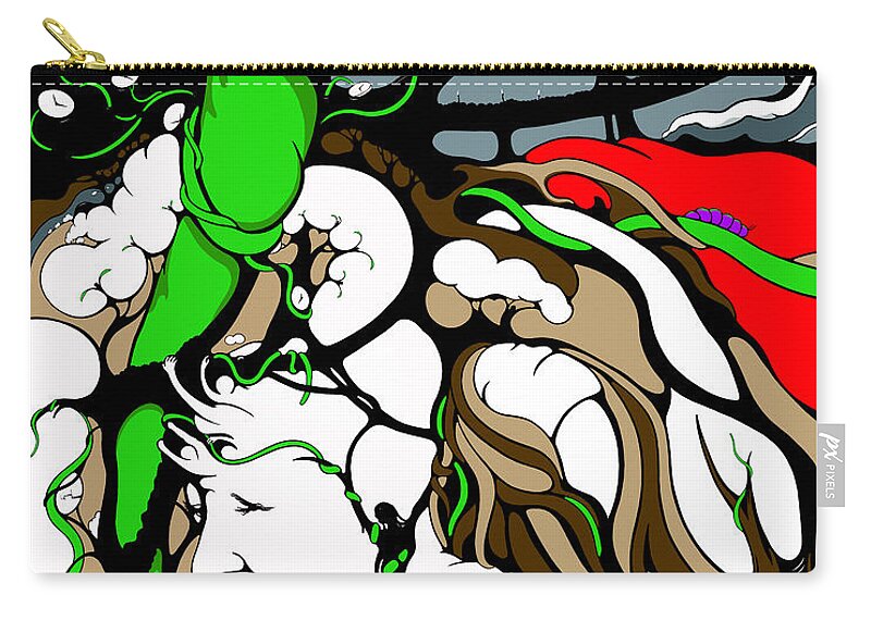 Modern Art Zip Pouch featuring the drawing QUAD Peace Planted 4 VINES by Craig Tilley