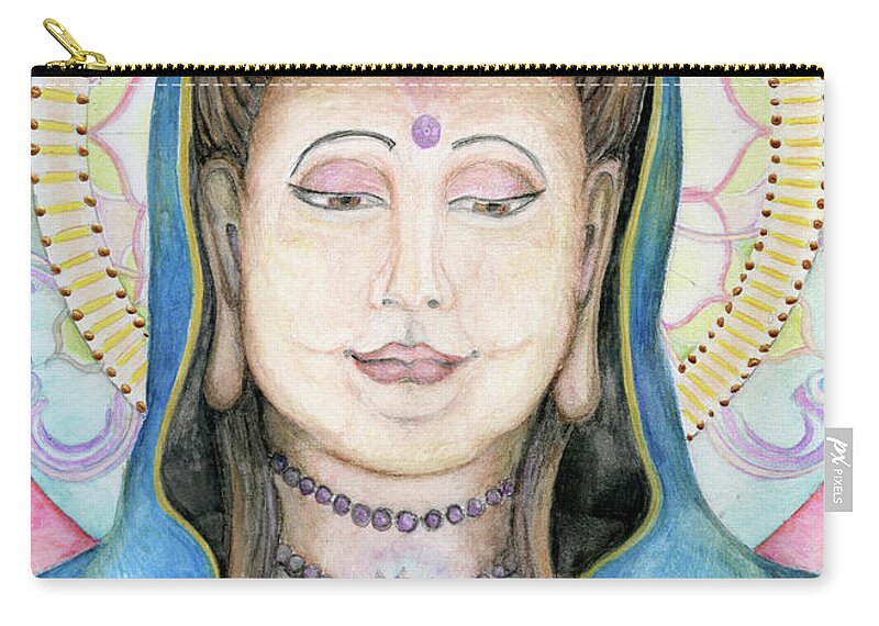 Quanyin Zip Pouch featuring the painting Quan Yin by Jo Thomas Blaine