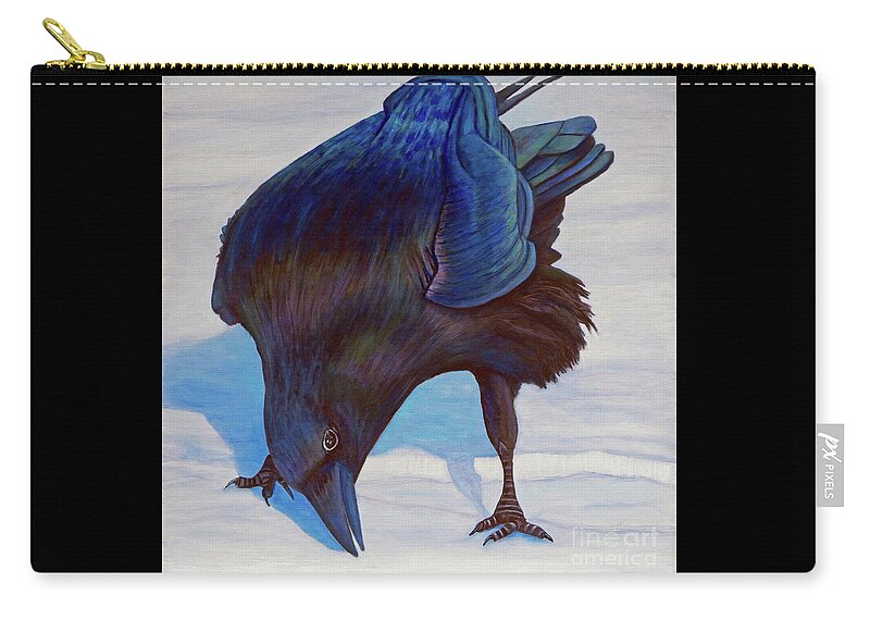 Raven Zip Pouch featuring the painting Que Pasa by Brian Commerford
