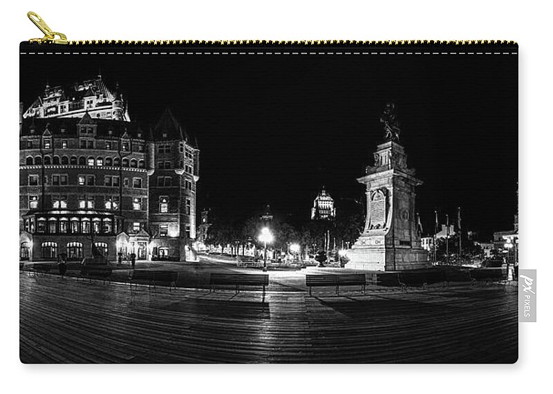 Fairmont Zip Pouch featuring the photograph Quebec City Boardwalk at night by Chris Bordeleau