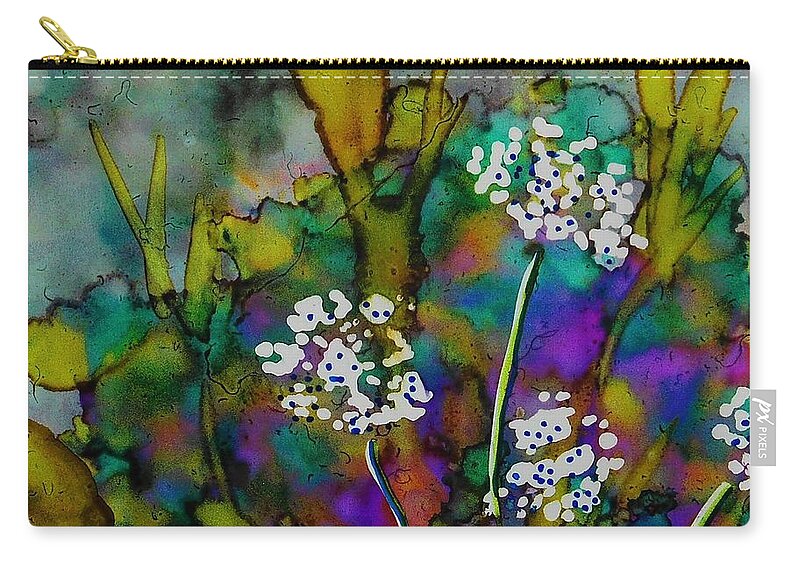 Alcohol Ink Zip Pouch featuring the painting Queen Anne's Lace - 250 by Catherine Van Der Woerd