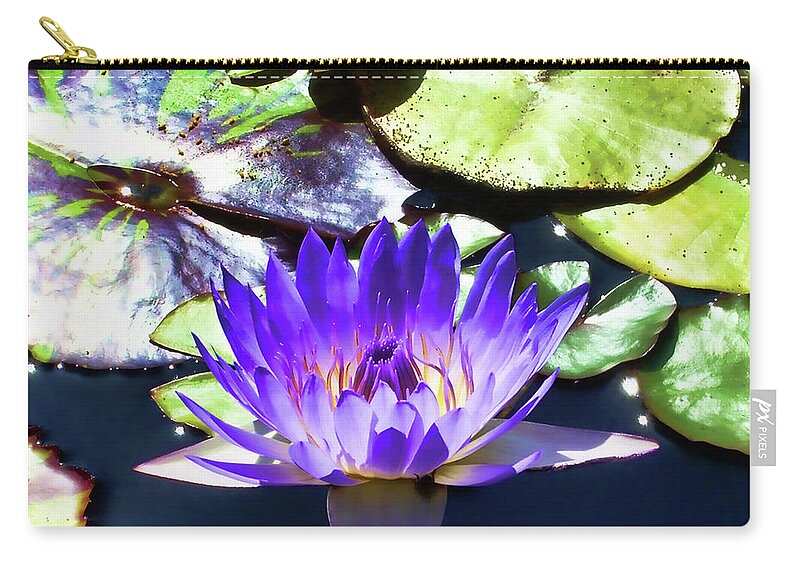 Lily Zip Pouch featuring the digital art Queen on the Lake by Mariola Bitner