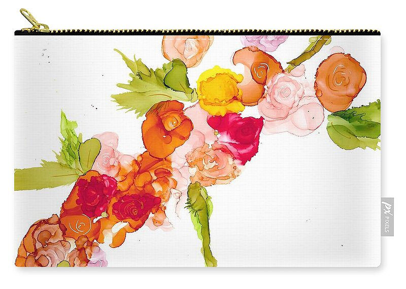 Florals Zip Pouch featuring the painting Queens Day Roses by Bonny Butler