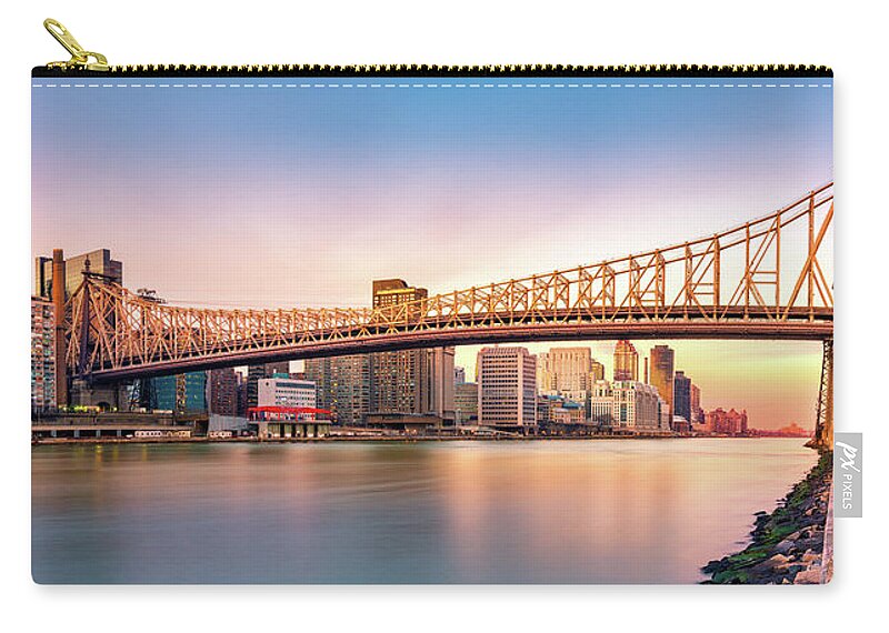 Ed Koch Bridge Zip Pouch featuring the photograph Queensboro Bridge at sunset by Mihai Andritoiu