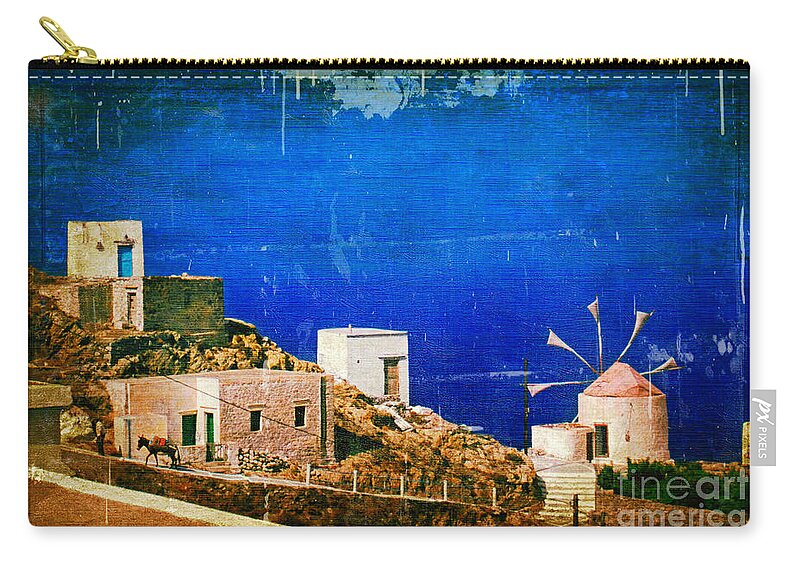 Greece Zip Pouch featuring the photograph Quiet Day - Olympos - Karpathos Island - Greece by Silvia Ganora