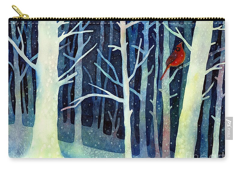 Cardinal Zip Pouch featuring the painting Quiet Moment by Hailey E Herrera