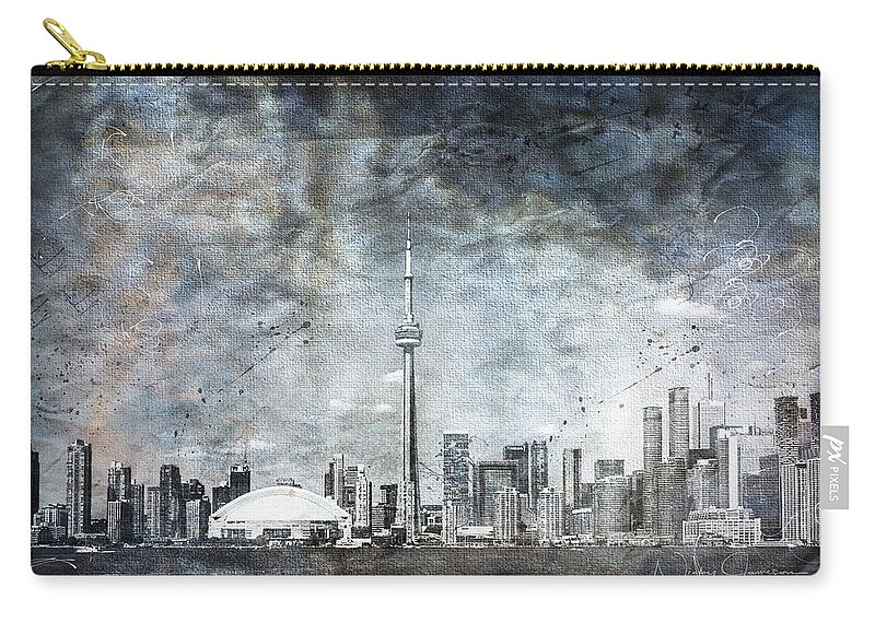 Toronto-skyline Zip Pouch featuring the digital art Quiet Sky by Nicky Jameson