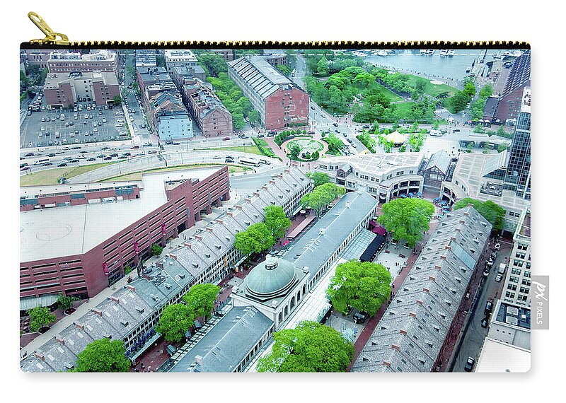 Boston Zip Pouch featuring the photograph Quincy and Columbus by Greg Fortier