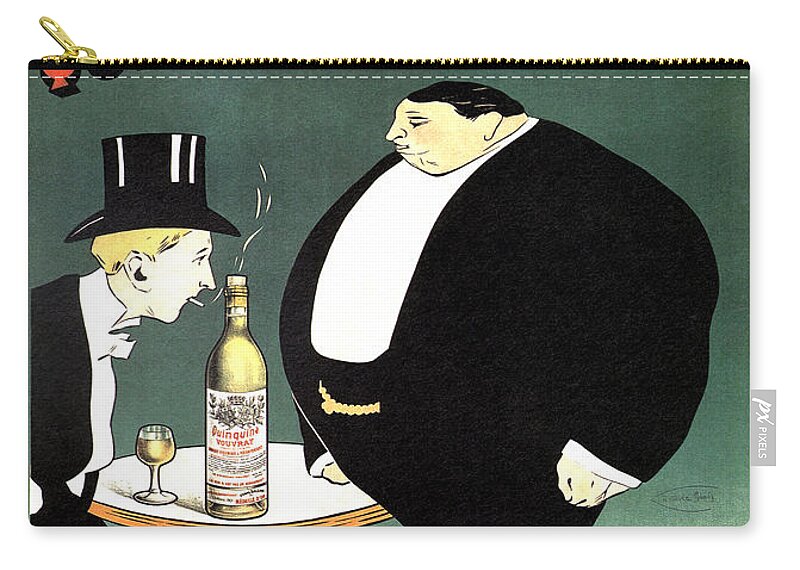 Quinquina Vouvray Zip Pouch featuring the mixed media Quinquina Vouvray - Ernest Bourin Tours - Vintage Art Nouveau Poster - Aperitif by Studio Grafiikka