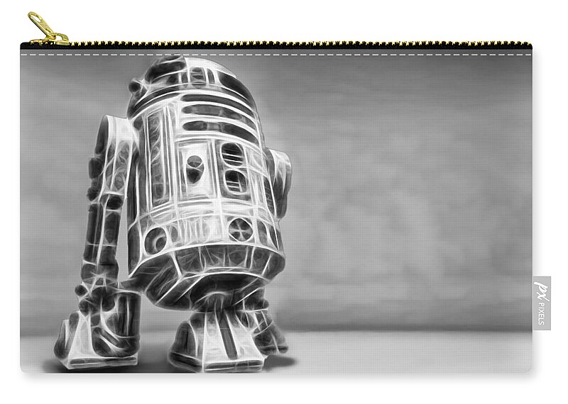 Starwars Zip Pouch featuring the digital art R2 Feeling Lonely by Scott Campbell