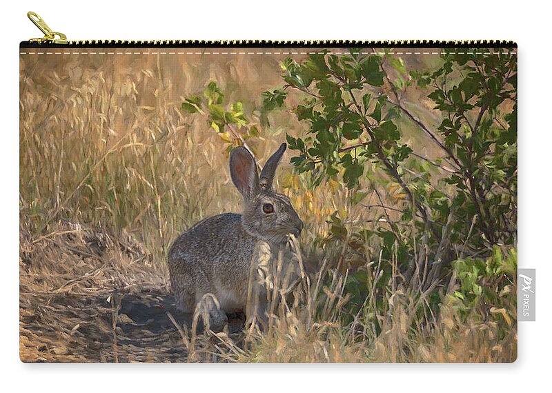 Rabbit Zip Pouch featuring the photograph Rabbit on the Prairie by Susan Rissi Tregoning