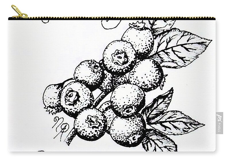 Berry Zip Pouch featuring the drawing Rabbiteye Blueberry by Nicole Angell
