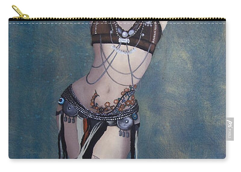 Rachel Brice Zip Pouch featuring the painting Rachel Brice - Belly Dancer by Kelly King
