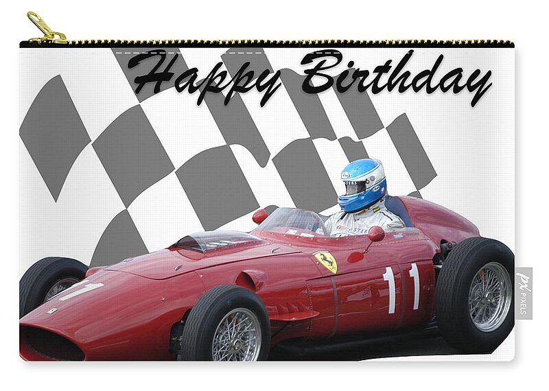 Racing Car Zip Pouch featuring the photograph Racing Car Birthday Card 2 by John Colley