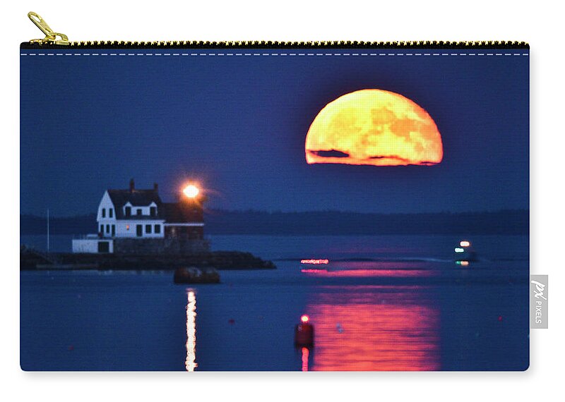 Moon Zip Pouch featuring the photograph Racing with the Moon by Jeff Cooper