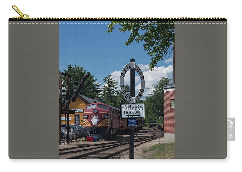 Photograph Zip Pouch featuring the photograph Railroad Crossing by Suzanne Gaff