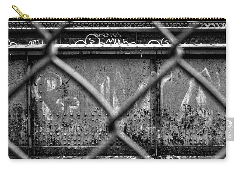 Railroad Zip Pouch featuring the photograph Railroad Trestle Rust And Graffiti #2 by Stuart Litoff