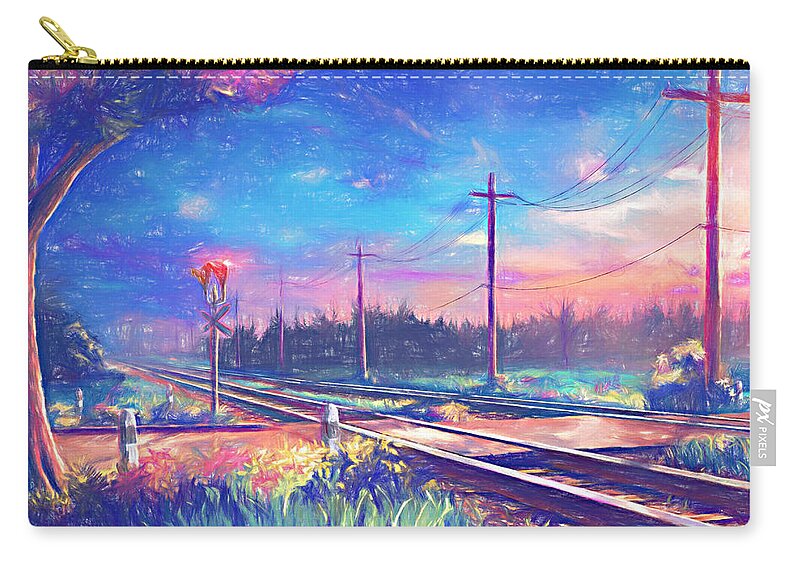 Draw Zip Pouch featuring the drawing Railway by Nenad Vasic