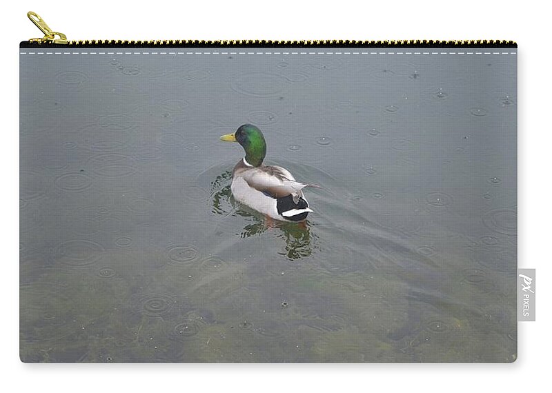 Abstract Zip Pouch featuring the digital art Rain Drops And A Duck 2 by Lyle Crump